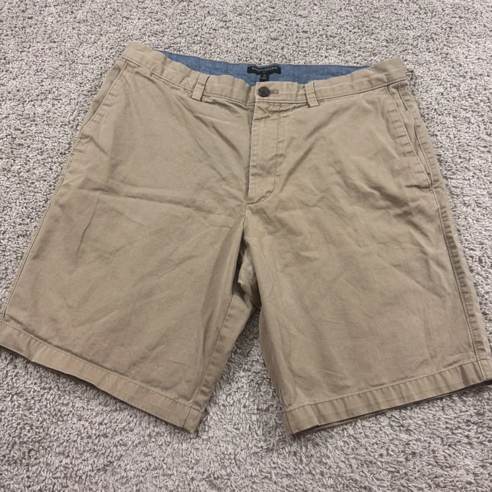 Banana Republic Chino Shorts Mens 36 Khaki Good Cotton Twill Flat Front 438488